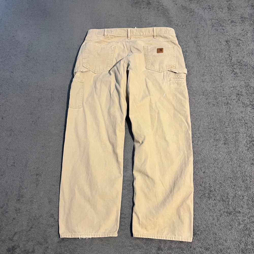 Vintage Carhartt Loose Fit Carpenter Pants Khaki Tan 38x30 Mens Workwear Skater